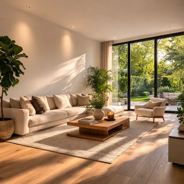 Strak gestucte en geschilderde woonkamer met een premium afwerking door TalentStuc.